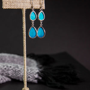 Silver and Teal Earrings