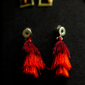 Vibrant Ombre Red Tassle Earrings